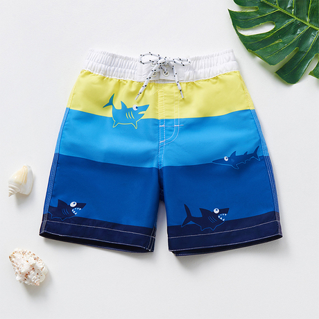 Boy's colored block printed beach shorts board shorts with pockets 