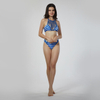 Women sexy crotchet bikini top and fashion high neck printed halter swimwear