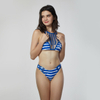 Women sexy crotchet bikini top and fashion high neck printed halter swimwear